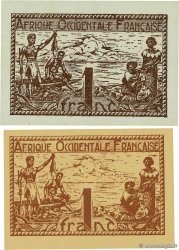1 Franc Lot FRENCH WEST AFRICA 1944 P.34a/b