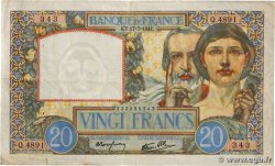 20 Francs TRAVAIL ET SCIENCE FRANCE 1941 F.12.16