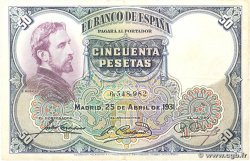 50 Pesetas SPAGNA 1931 P.082