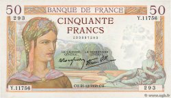 50 Francs CÉRÈS modifié FRANCIA 1939 F.18.36 EBC+