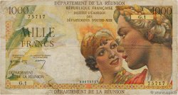 1000 Francs Union Française REUNION ISLAND 1946 P.47a F