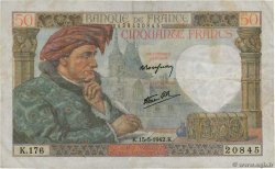 50 Francs JACQUES CŒUR Grand numéro FRANCIA 1942 F.19.20