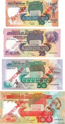 10 à 100 Rupees Spécimen SEYCHELLES 1989 P.32s à 35s NEUF