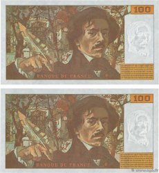 100 Francs DELACROIX 442-1 & 442-2 Consécutifs FRANKREICH 1995 F.69ter.02a ST