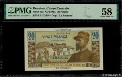 20 Francs Émile Gentil ISLA DE LA REUNIóN 1947 P.43a SC
