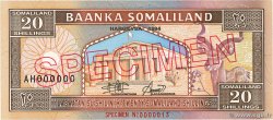 20 Shillings / 20 Shilin Spécimen SOMALILANDIA 1994 P.03as FDC