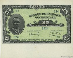 25 Francs FRENCH WEST AFRICA 1942 P.30b- UNC-