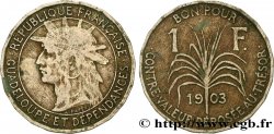 GUADELOUPE Bon pour 1 Franc indien caraïbe / canne à sucre 1903