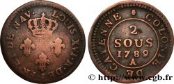 FRENCH GUYANA 2 Sous colonies de Cayenne 2e type 1789 Paris - A