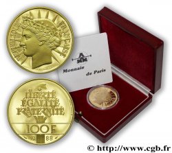 Belle Épreuve Or 100 francs - Fraternité 1988 F.1604 2