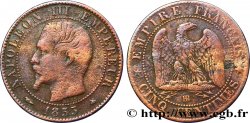 Cinq centimes Napoléon III, tête nue 1855 Strasbourg F.116/20