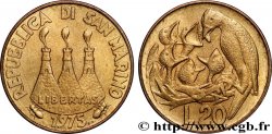 SAINT-MARIN 20 Lire tours / oiseau nourrissant des oisillons 1975 Rome