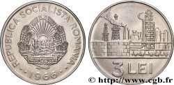 ROMANIA 3 Lei emblème / raffinerie de pétrole 1966 Bucarest
