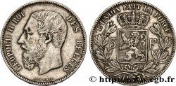 BELGIUM 5 Francs Léopold II 1873