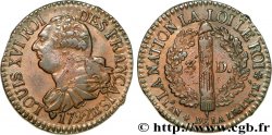 LOUIS XVI (MONARQUE CONSTITUTIONNEL) 3 deniers dit au faisceau , type FRANÇAIS 1792 Strasbourg