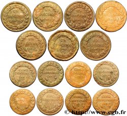 Lot de 7 pièces d’Un décime Dupré, grand module (F.129) et de 8 pièces de Cinq centimes Dupré, grand module (F.115) n.d. - F.-/-