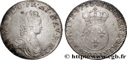 LOUIS XV THE BELOVED Écu vertugadin 1716 Rennes