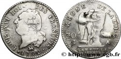 LOUIS XVI (MONARQUE CONSTITUTIONNEL) 30 sols dit au génie , type FRANÇOIS 1792 Paris