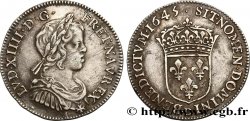 LOUIS XIV THE SUN KING Quart d écu, portrait à la mèche courte 1645 Lyon