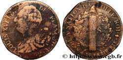 LOUIS XVI 2 sols dit au faisceau , type FRANÇOIS 1792 Paris