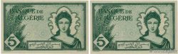 5 Francs Consécutifs ALGERIA  1942 P.091 AU+