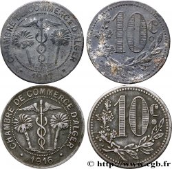 ALGERIA Lot de 10 Centimes Chambre de Commerce d’Alger caducéee entre deux palmiers 1916