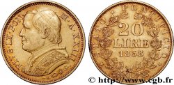 OR, PALLADIUM ET PLATINE INVESTISSEMENT 20 Lire Pie IX an XXIII 1868 Rome